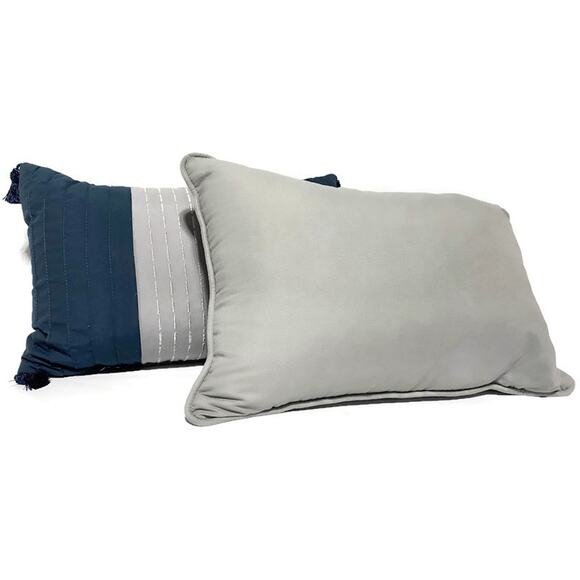 South Shore Fine Linens Accent Throw Pillows Gray and Blue 17x11x5 - Picture 2 of 5